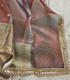 Banarasi Tissue Saree with All-Over Zari Buti & Lace Border