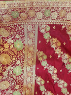 Maroon Banarasi Mashru Katan Silk Saree – Bridal Zari Weave
