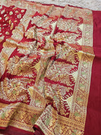 Maroon Majesty – Banarasi Mashru Katan Silk Saree