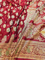 Maroon Majesty – Banarasi Mashru Katan Silk Saree