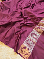 Banarasi Mashru Katan Silk Suit Set | Silver Paisley Booti