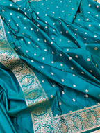 Banarasi Mashru Katan Silk Suit Set | Silver Paisley Booti