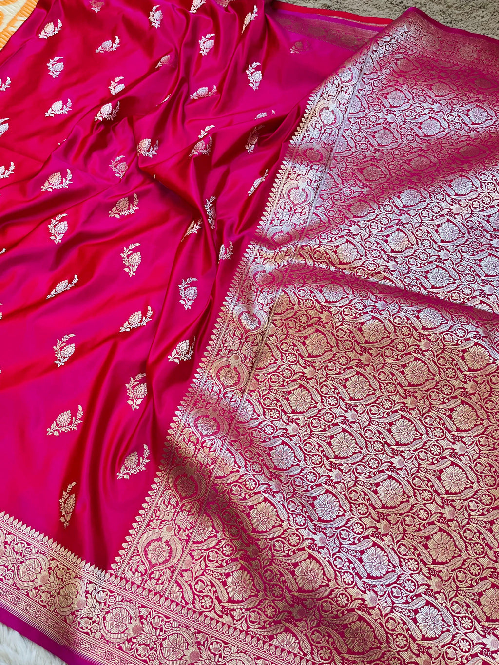 Banarasi Mashru Katan Silk Saree with Delicate Booti