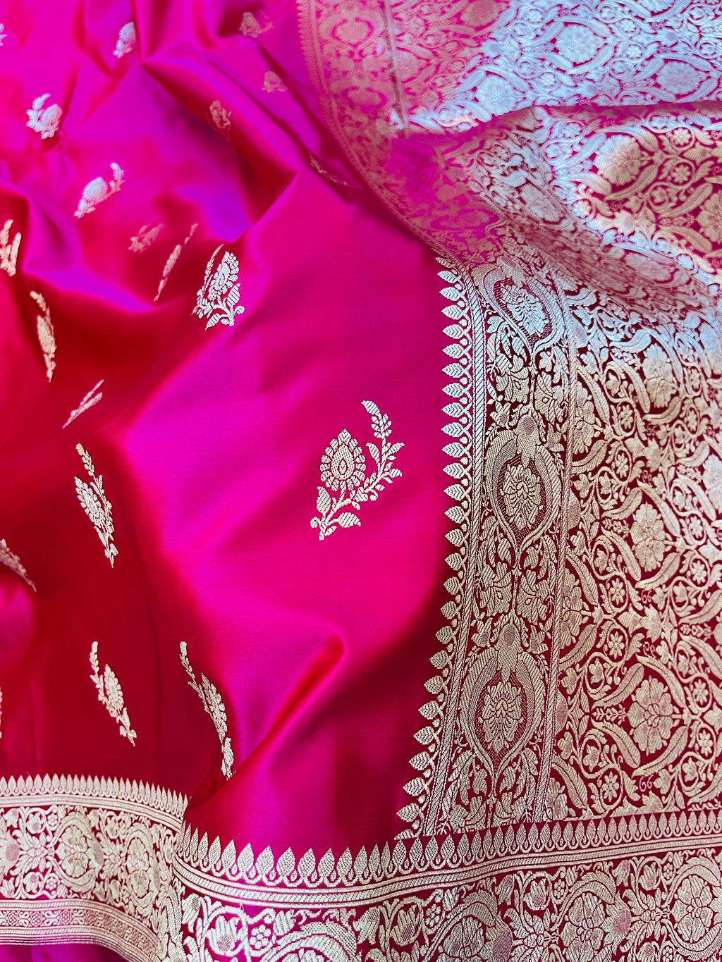 Banarasi Mashru Katan Silk Saree with Delicate Booti
