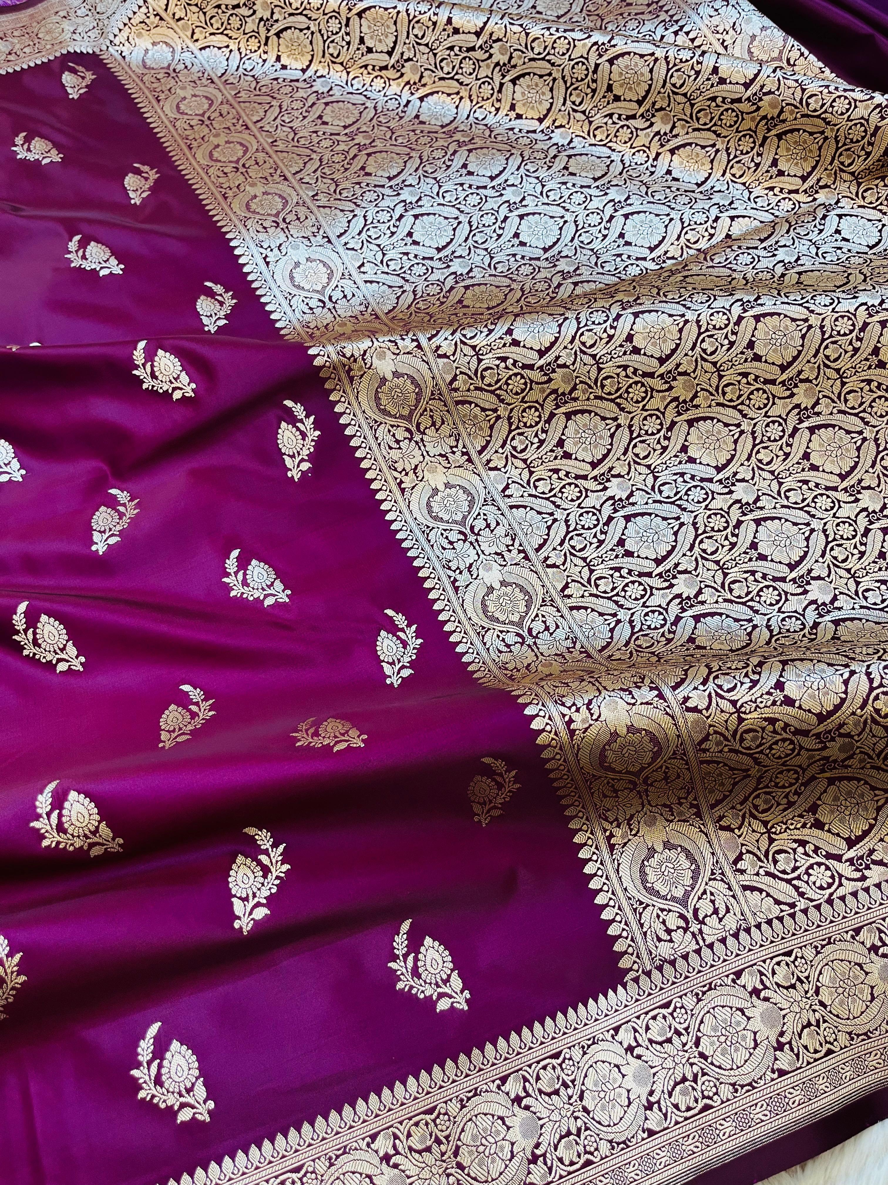 Banarasi Mashru Katan Silk Saree with Delicate Booti