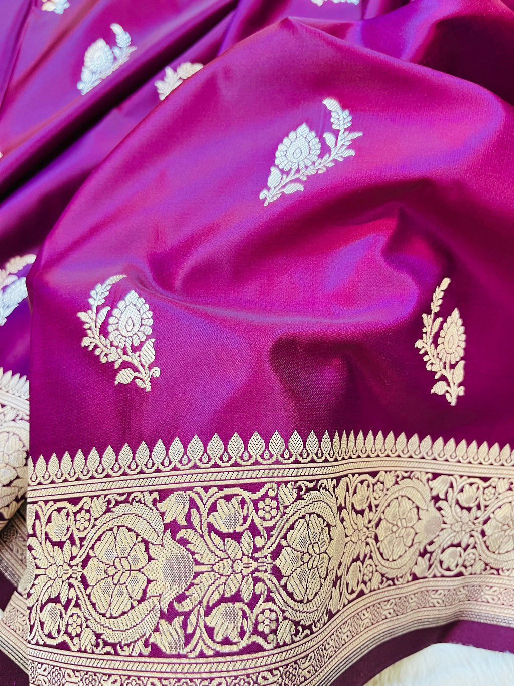 Banarasi Mashru Katan Silk Saree with Delicate Booti