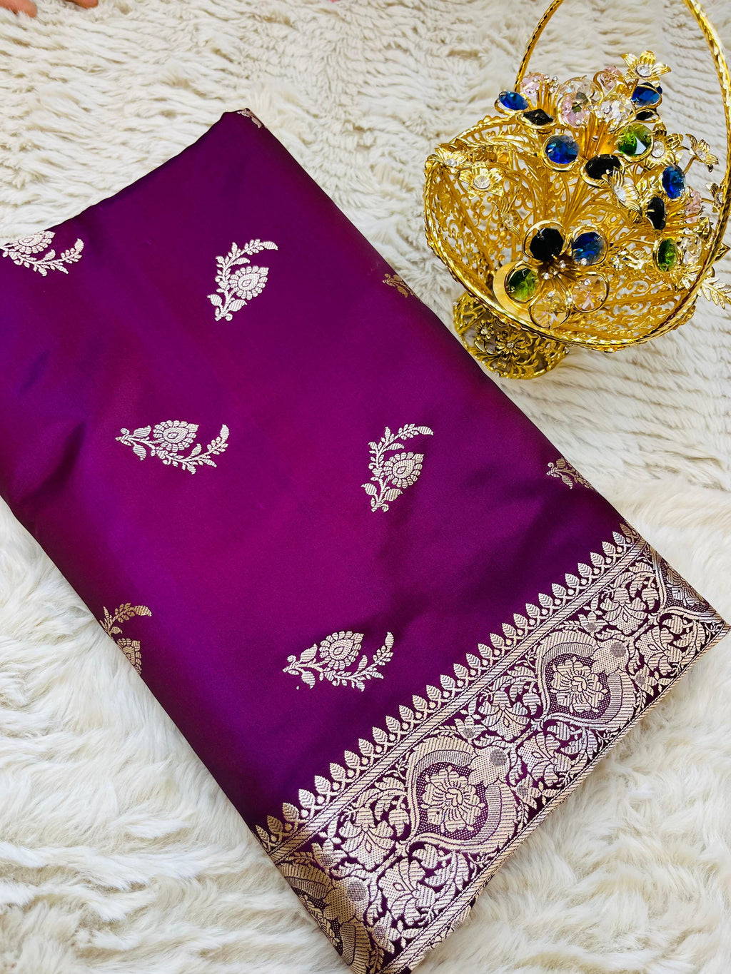 Banarasi Mashru Katan Silk Saree with Delicate Booti