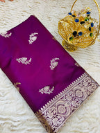 Banarasi Mashru Katan Silk Saree with Delicate Booti