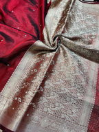 Banarasi Tissue Silk Saree with Hand Stone Work & Zari Border