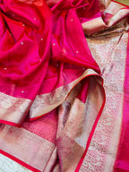 Banarasi Tissue Silk Saree with Hand Stone Work & Zari Border