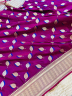Pure Mashru Katan Silk Banarasi Saree | Paan Buti Motif | Antique Zari Pallu