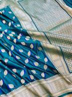 Pure Mashru Katan Silk Banarasi Saree | Paan Buti Motif | Antique Zari Pallu